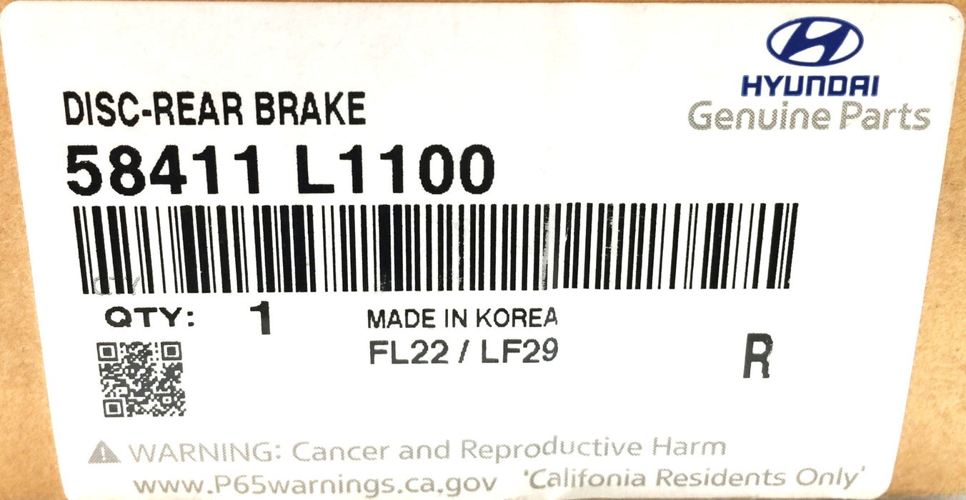Hyundai Disc Brake Rear Rotor 58411-L1100 (58411L1100) *OEM SEALED* NOS