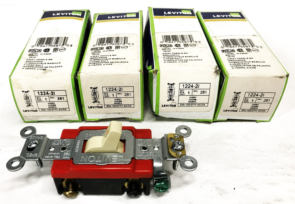 Leviton Ivory 20A 120/277W 3-Way Switch 1224-2I [Lot of 4] NOS