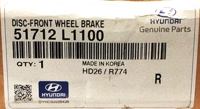 Hyundai Disc Brake Front Rotor 51712 L1100 (51712L1100) NOS
