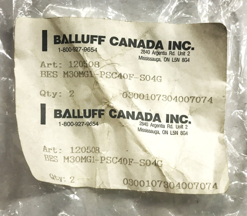 Balluff Proximity Sensor BESM30MG1-PSC40F-S04G NOS