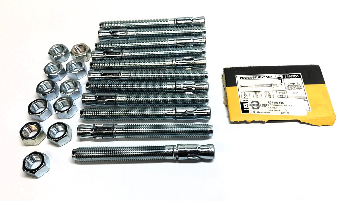 Dewalt Power Stud 3/4" x 7" Wedge Anchor (No Washers) 7446SD1 [Lot of 11] NOS
