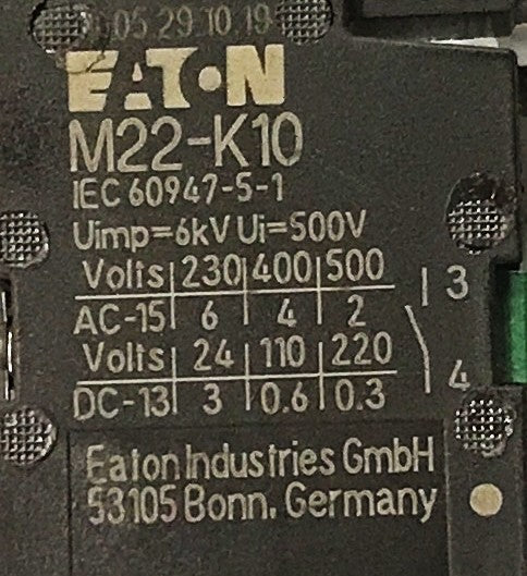 Eaton Contact Block M22-K10 [Lot of 4] NOS