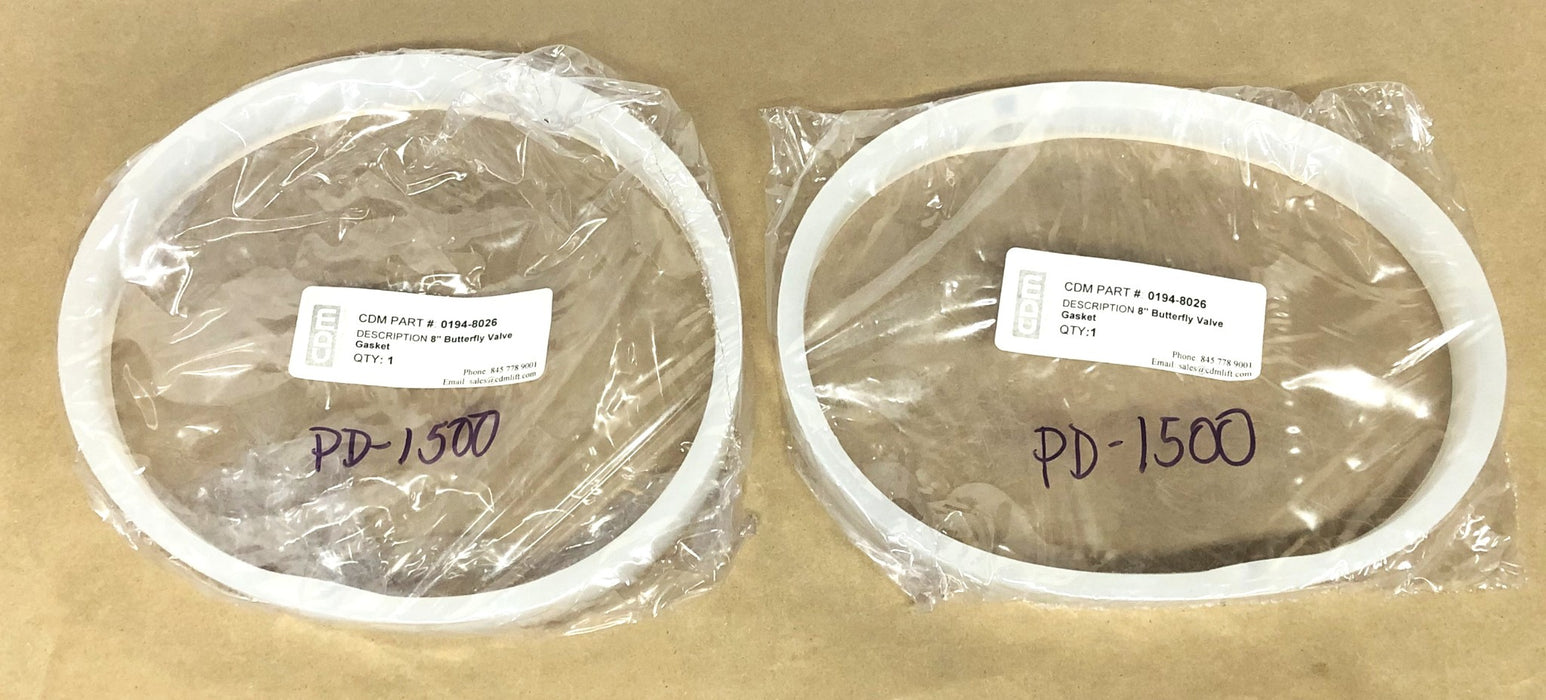 CDM 8 Inch Silicone Butterfly Valve Gasket 0194-8026 [Lot of 2] NOS