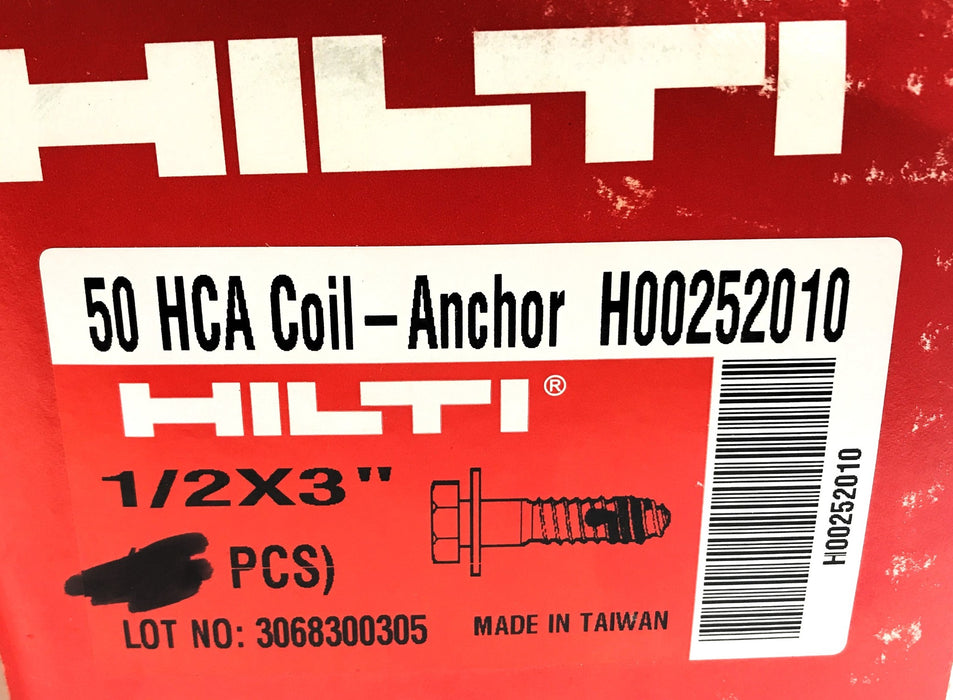 Hilti Box of (47) HCA 1/2 x 3" Coil Anchor H00252010 NOS
