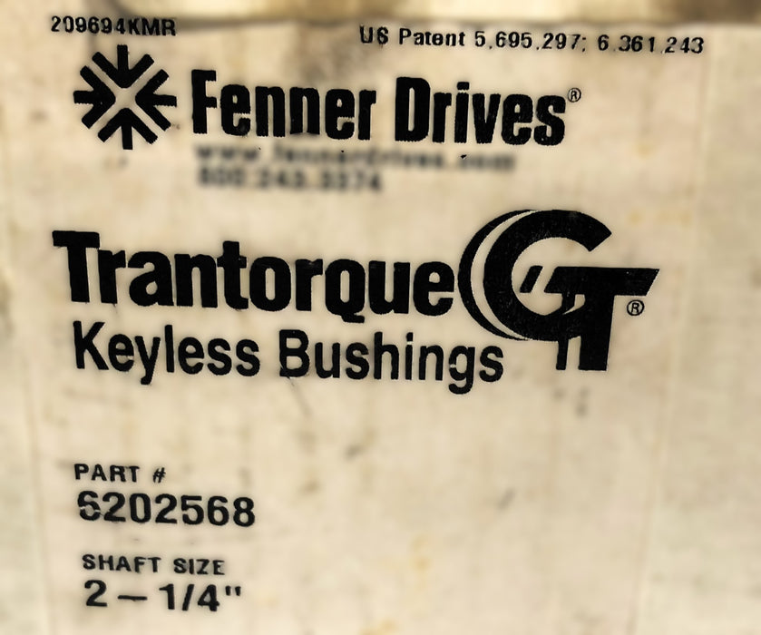 Fenner Drives Trantorque Keyless Bushing For 2-1/4" Shaft Size 6202568 NOS