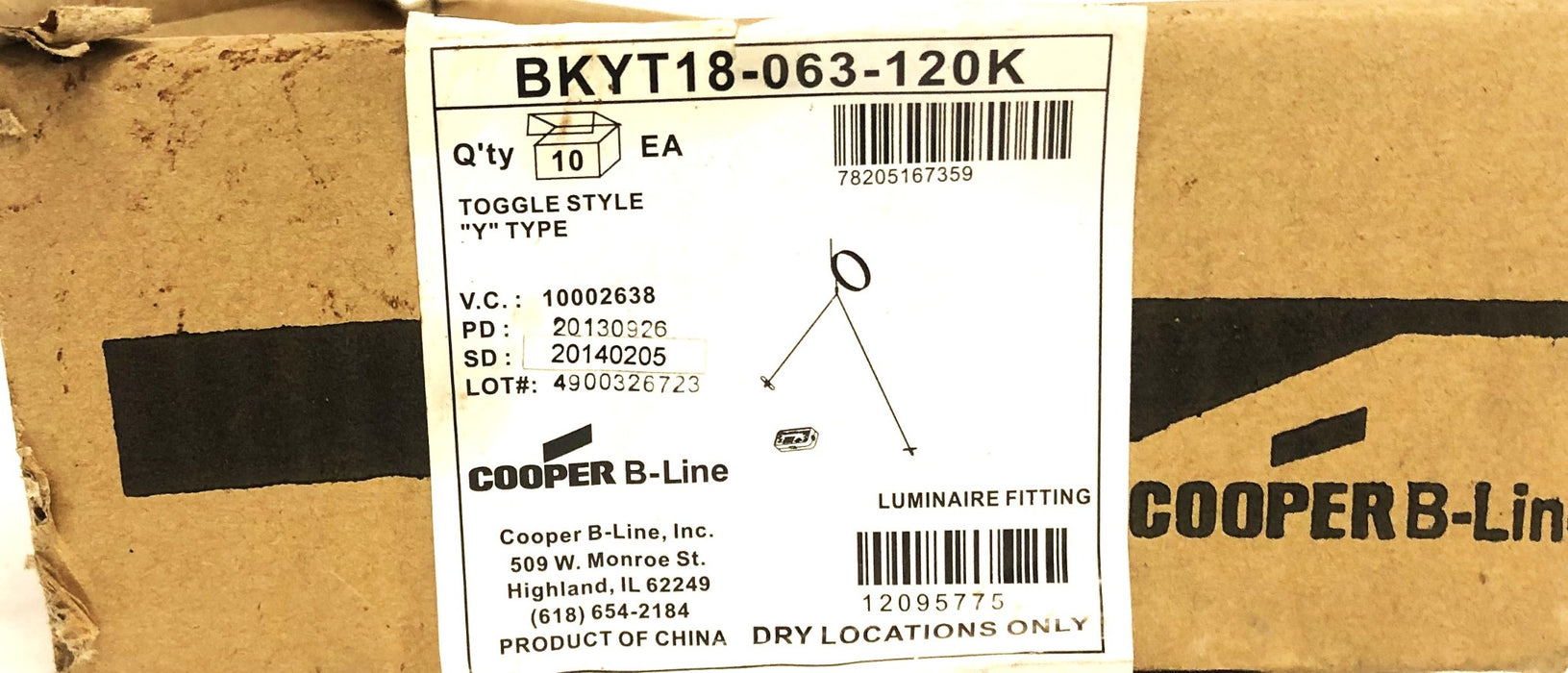 Cooper B-Line Toggle Style Y Type Termination Kit BKYT18-063-120K [Lot of 4] NOS