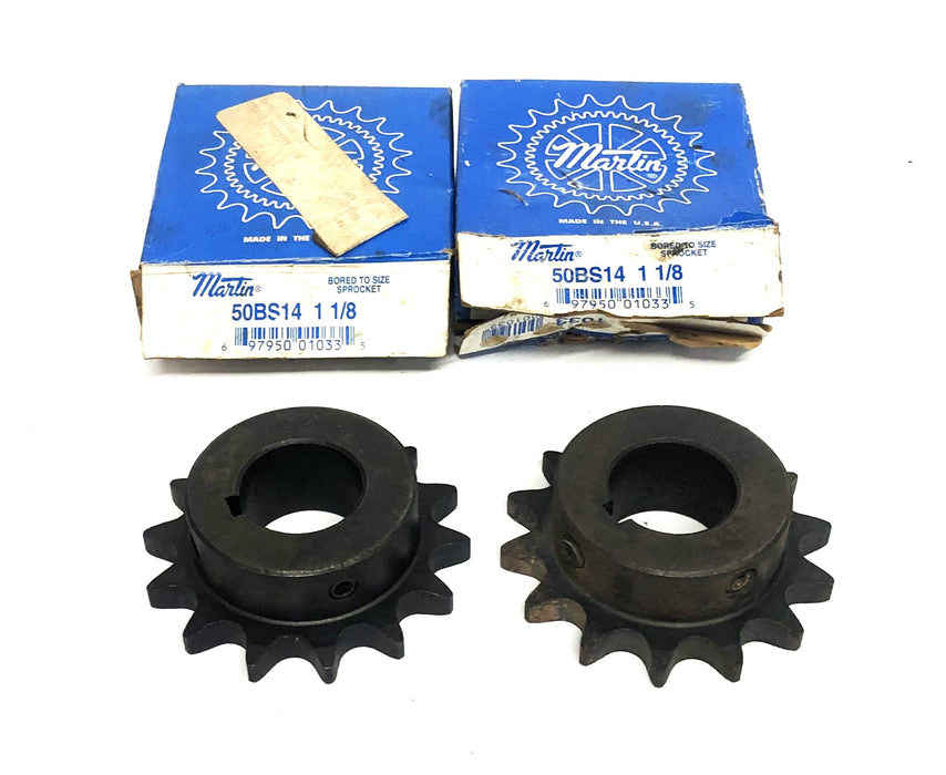 Martin Bored To Size Roller Chain Sprocket 50BS14 1-1/8 [Lot of 2] NOS