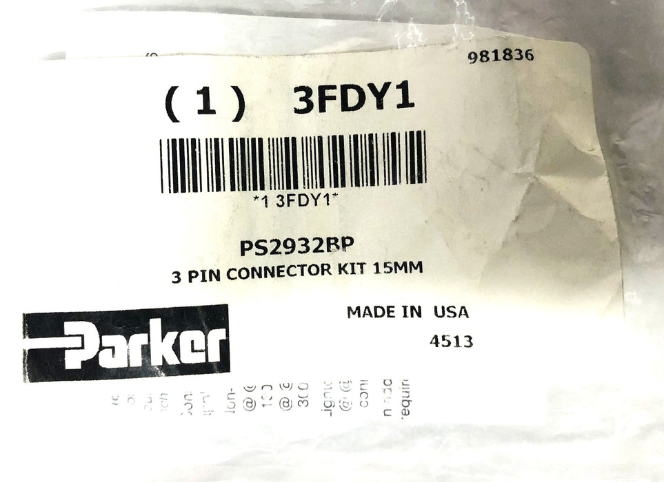 Parker 15MM Pin Connector Kit PS2932BP [Lot of 3] NOS