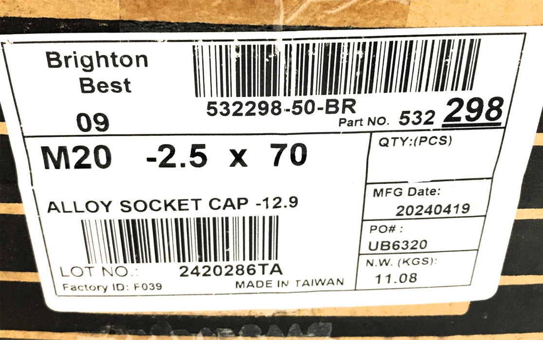 Brighton Best Box of (27) M20-2.5 x 70 Alloy Socket Cap Screw A4440200070 NOS