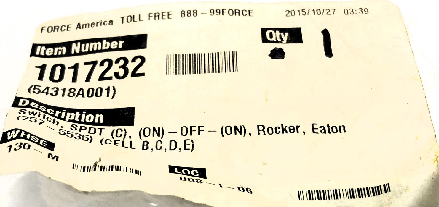 Eaton On/Off/On Rocker Switch 757-5535 (1216) NOS