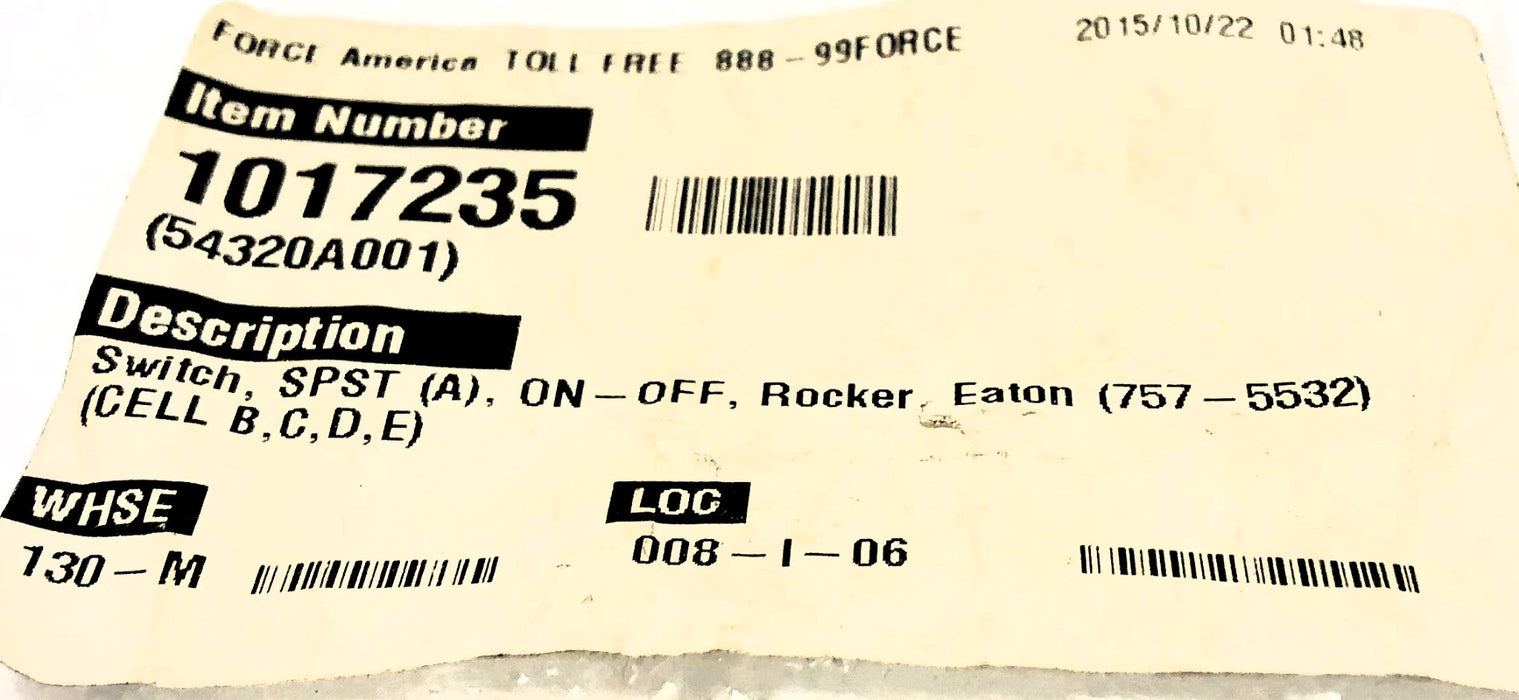 Eaton On/Off Rocker Switch 757-5532 (1529) NOS