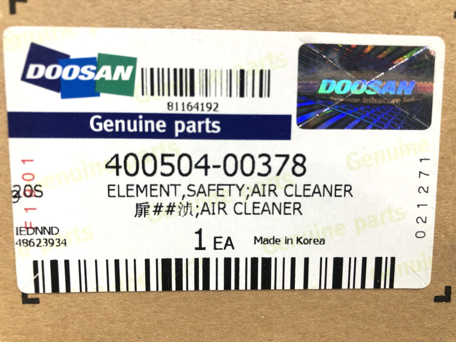 Doosan Air Cleaner Safety Element Filter 400504-00378 NOS