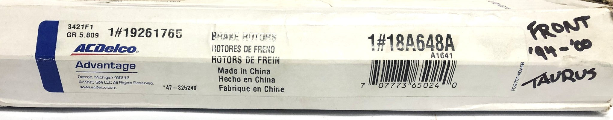AC Delco Advantage Brake Rotor 18A648A NOS