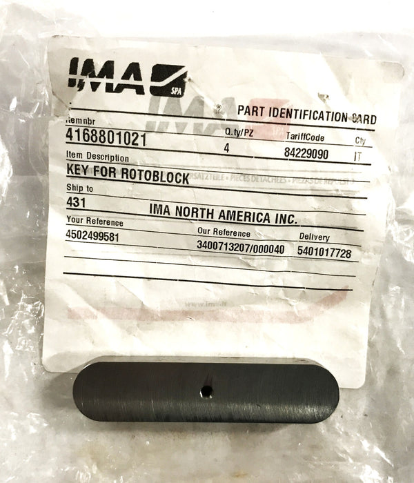 IMA Rounded Shaft Key 3-3/16 inch x 11/16 inch x 7/16 inch 4168801021 NOS