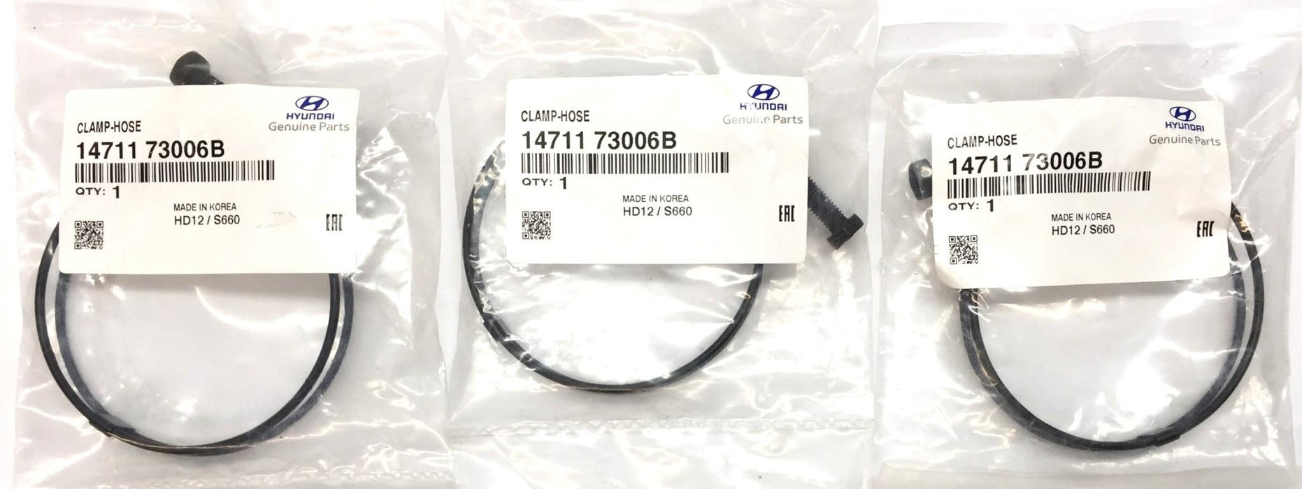 Hyundai Hose Clamp 14711 73006B (1471173006B) [Lot of 3] NOS