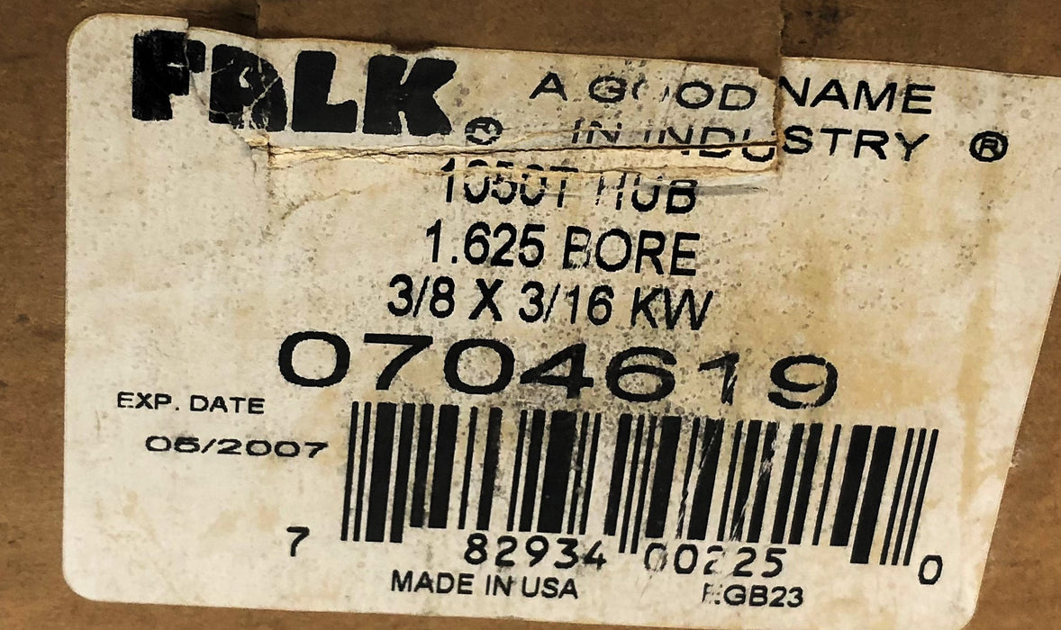 Falk 1.625" Bore 3/8X3/16 KW 1050T Hub W/out Fitting 0704619 NOS