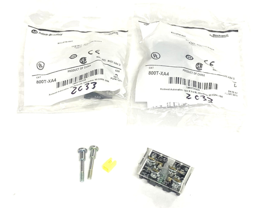 Allen-Bradley 800T Shallow 2 NC Contact Block 800T-XA4 [Lot of 2] NOS