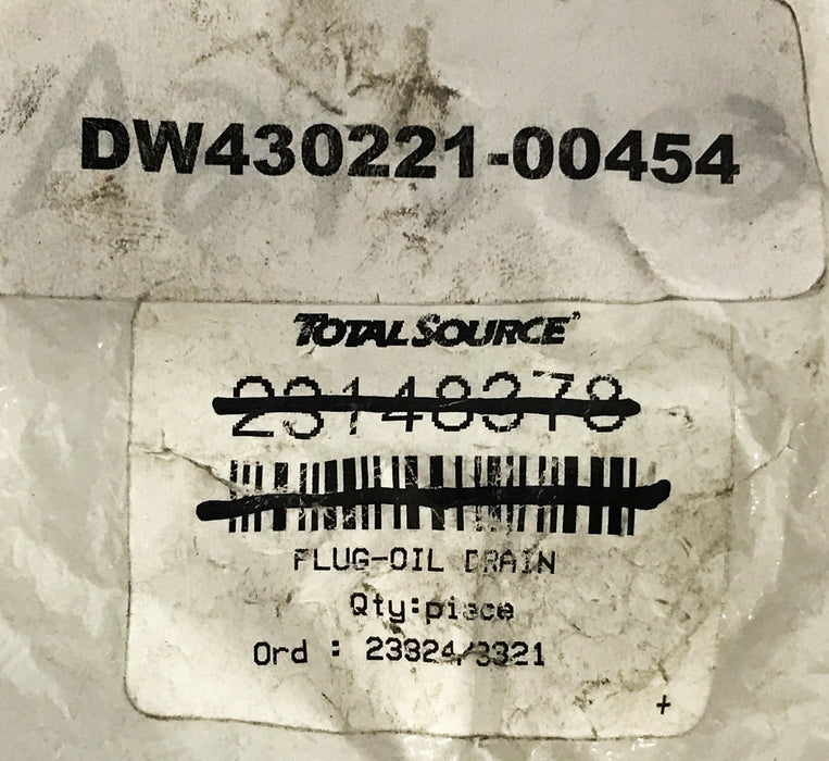 Total Source Forklift Oil Drain Plug DW30221-00454 [Lot of 6] NOS