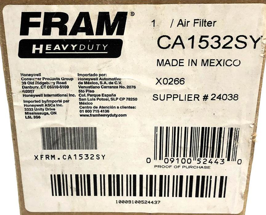FRAM Heavy Duty Air Filter CA1532SY NOS