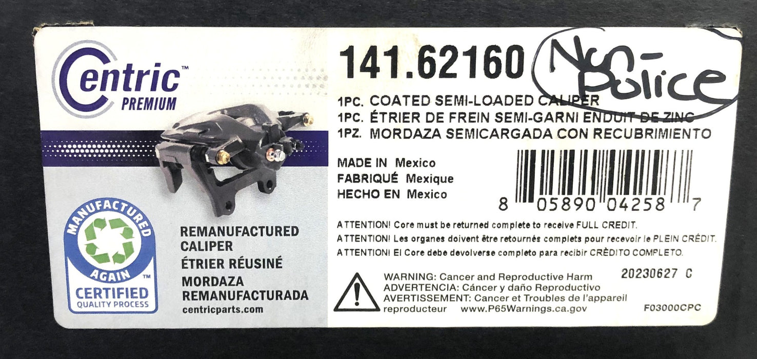 Centric Semi Loaded Disc Brake Caliper 141.62160 REMANUFACTURED