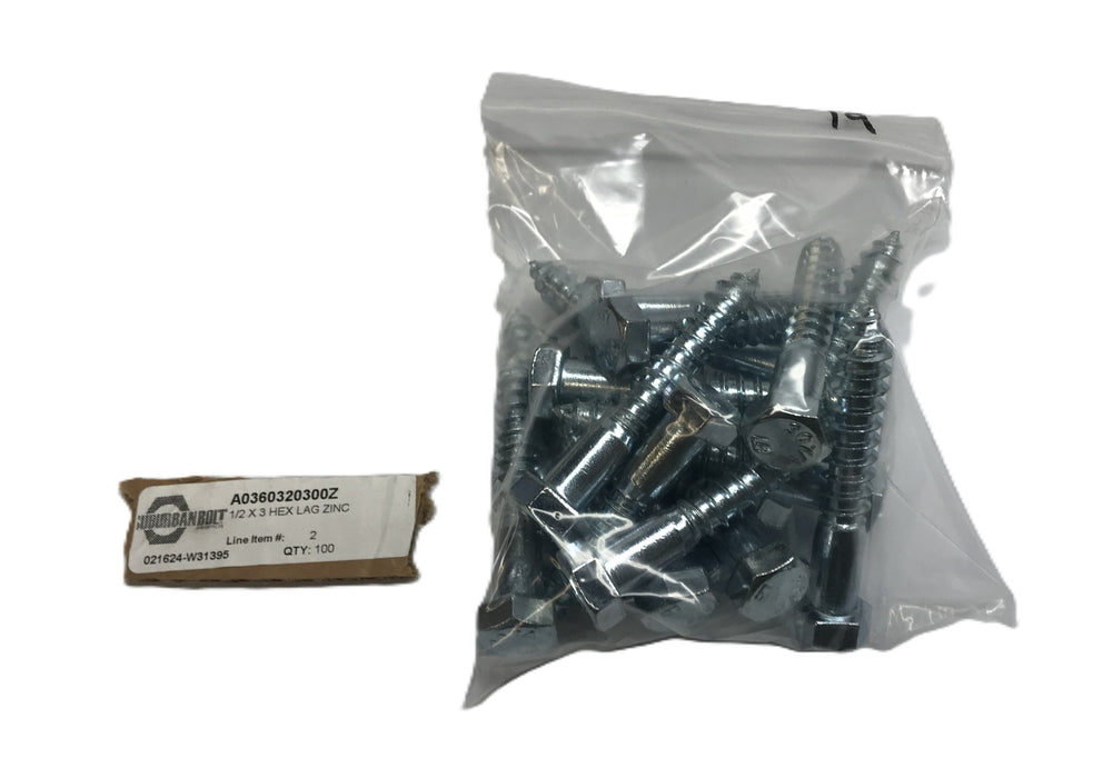 Suburban Bolt 1/2 x 3" Hex Head 307A Lag Screw A0360320300Z [Lot of 19] NOS