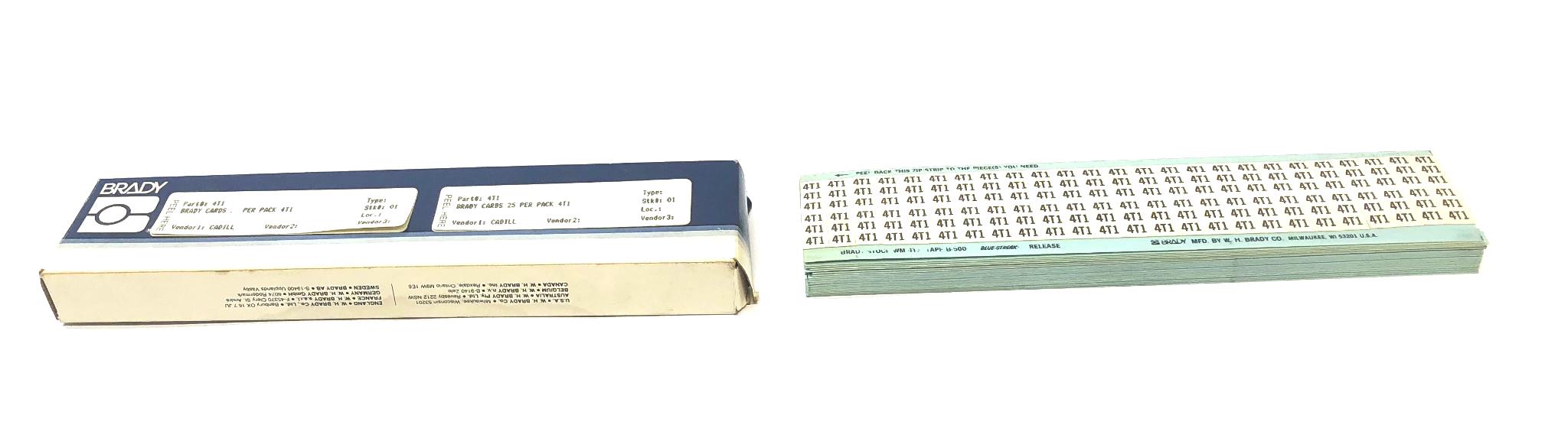 Brady Box of (22) 4T1 B-500 Wire Marker Card WM-4T1 NOS