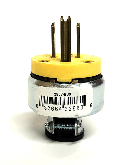 Eaton 15A 125V 2 Pole 3-Wire Yellow Armored Plug 2867-BOX [Lot of 3] NOS