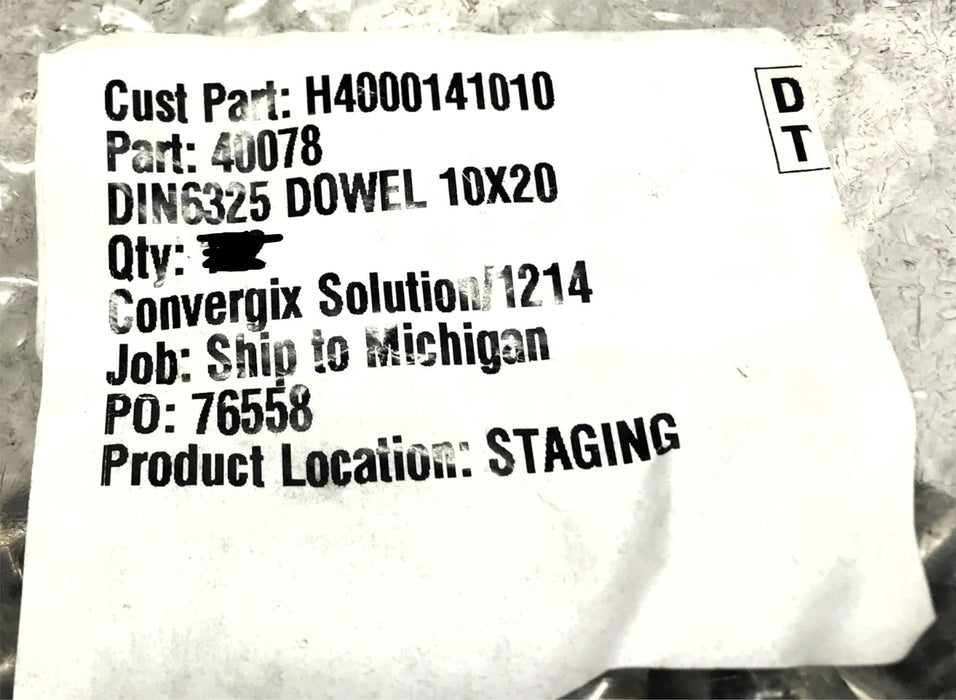 Unbranded Pack of (150) 10x20mm DIN6325 Dowel Pin 40078 NOS