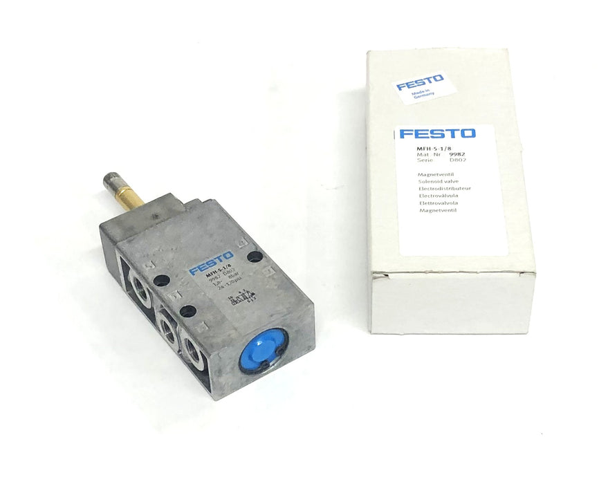 Festo 24-120PSI 1,8-8BAR 9982 D802 Solenoid Valve MFH-5-1/8 NOS