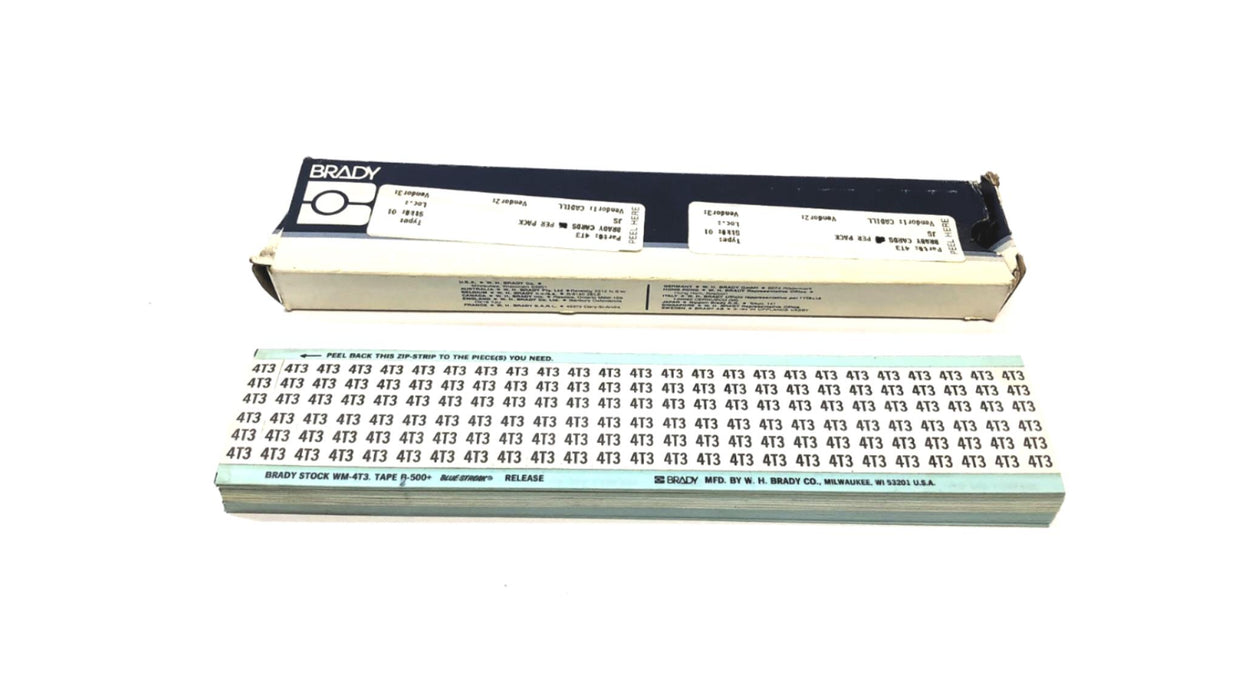 Brady Box of (22) B-500 4T3 Wire Marker Card WM-4T3 NOS