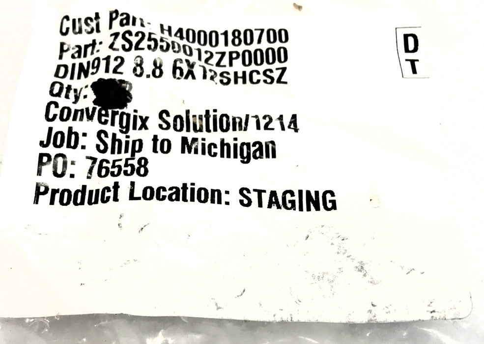 YFS M6-1.0x12mm DIN912 8.8 Socket Head Cap Screw ZS2550012ZP0000 [Lot of 100]NOS