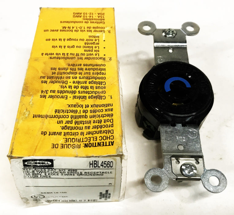Hubbell 2-Pole 3-Wire Grounding Twist Lock Receptacle HBL 4560 [Lot of 2] NOS