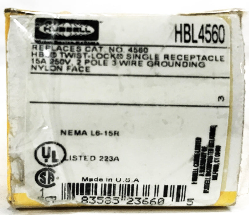 Hubbell 2-Pole 3-Wire Grounding Twist Lock Receptacle HBL 4560 [Lot of 2] NOS