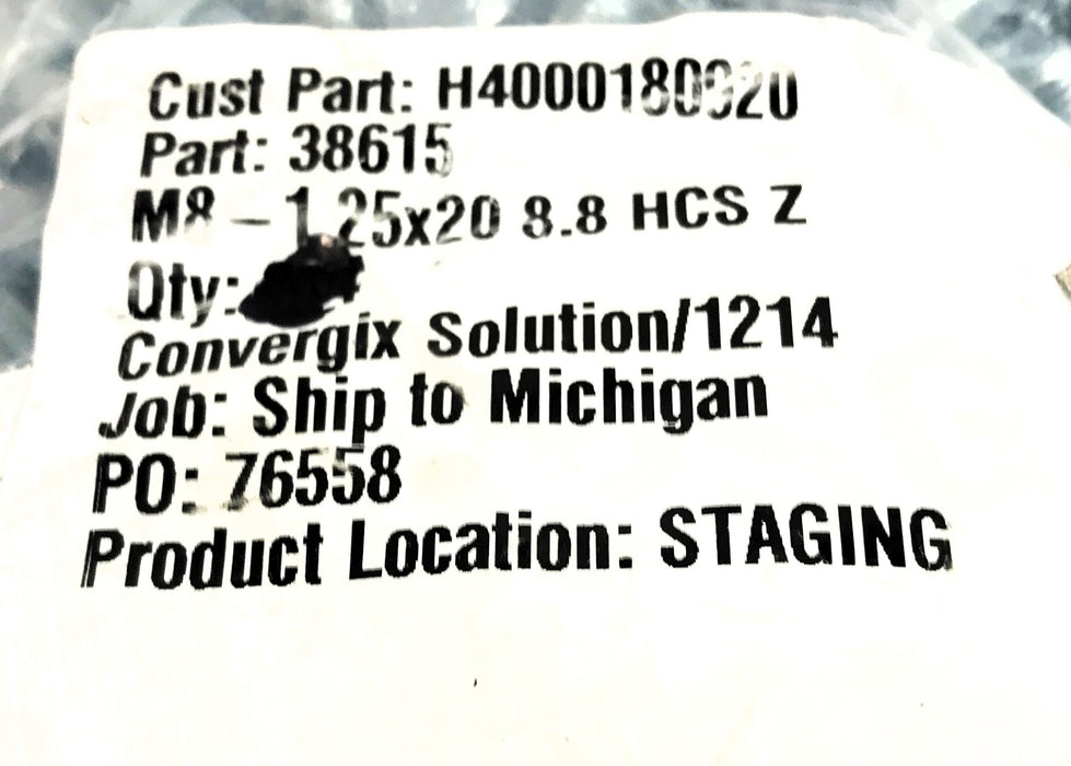 JDF Pack of (300) M8-1.25 x 20mm 8.8 HCS Z Hex Head Cap Screw 38615 NOS