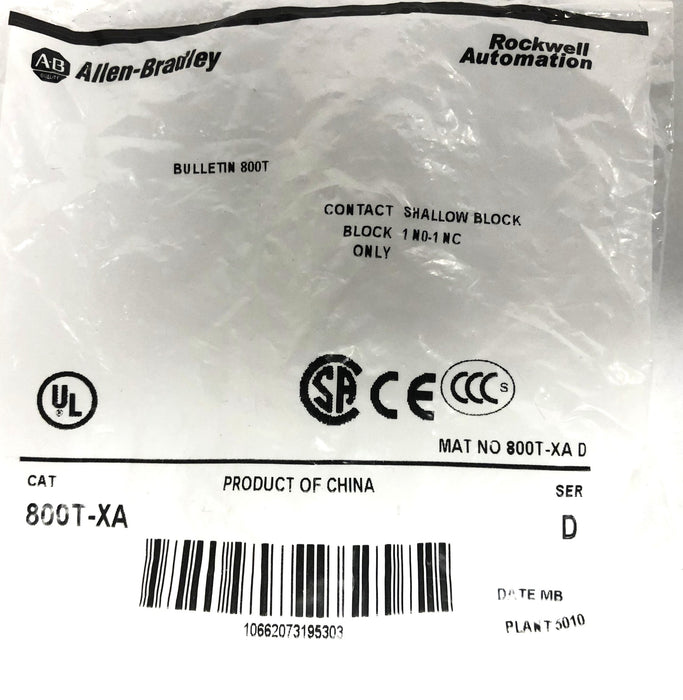 Allen-Bradley Shallow Block Contactor 800T-XA [Lot of 2] NOS
