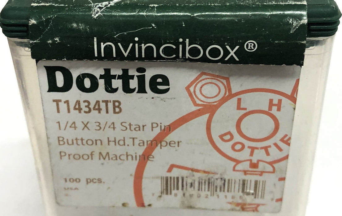 Dottie 1/4x3/4 Star Pin Button Head Tamper Proof Screw T1434TB [Lot of 4] NOS