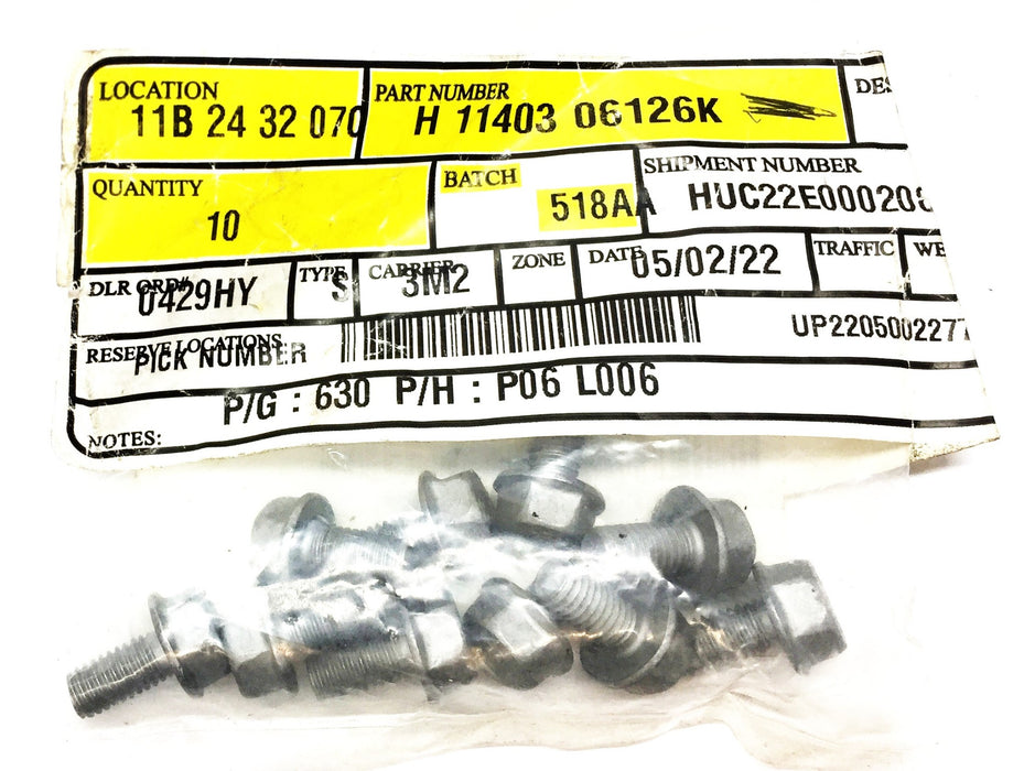 Hyundai Splash Shield Bolt Pack (10pcs) 11403 06126K NOS