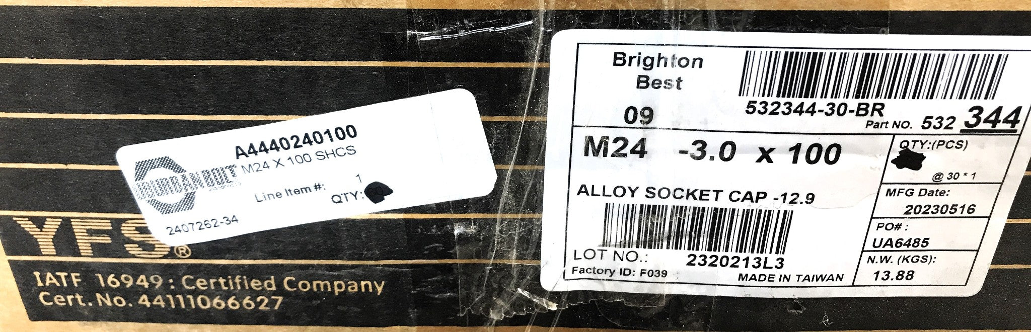 Suburban Bolt M24-3.0 x 100mm 12.9 Socket Cap Screw A4440240100 [Lot of 4] NOS