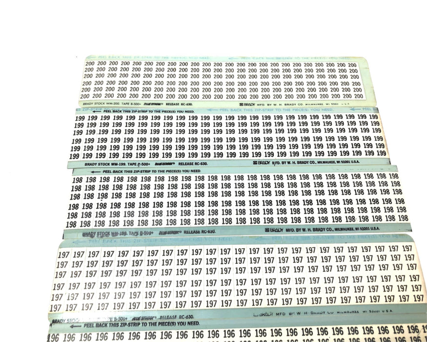 Brady B-500 #187-#200 Partial Wire Marker Card Set WM-187 to WM-200 NOS