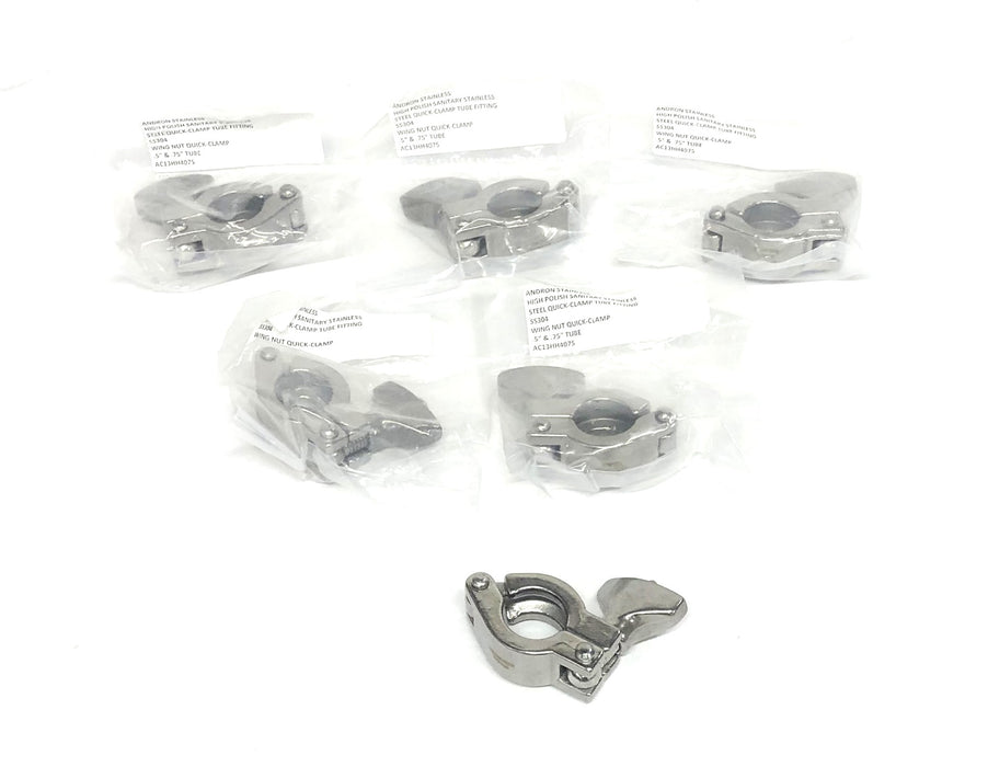 Andron Stainless SS304 1/2x3/4IN Wing-Nut Quick-Clamp AC13HH4075 [Lot of 6] NOS