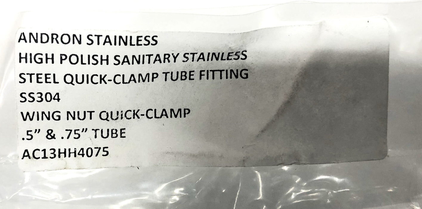 Andron Stainless SS304 1/2x3/4IN Wing-Nut Quick-Clamp AC13HH4075 [Lot of 6] NOS