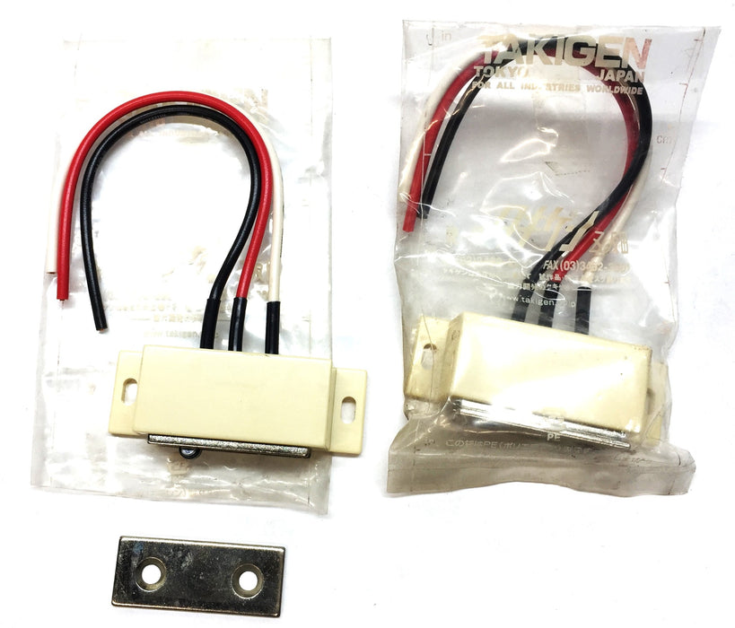 Takigen Magnetic Catch Sensor w/Three Lead Wires and Plate 141114 [Lot of 2] NOS