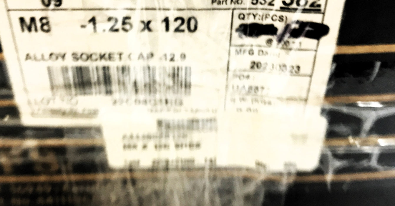 YFS M8-1.25 x 120mm 12.9 Socket Head Cap Screw A4440080120 [Lot of 20] NOS