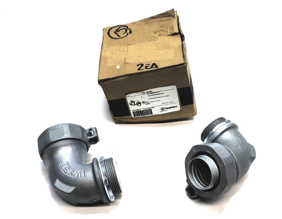 Appleton Box of (2) 1-1/2" Insulated 90 Degree Elbow Connector STB-90150L NOS