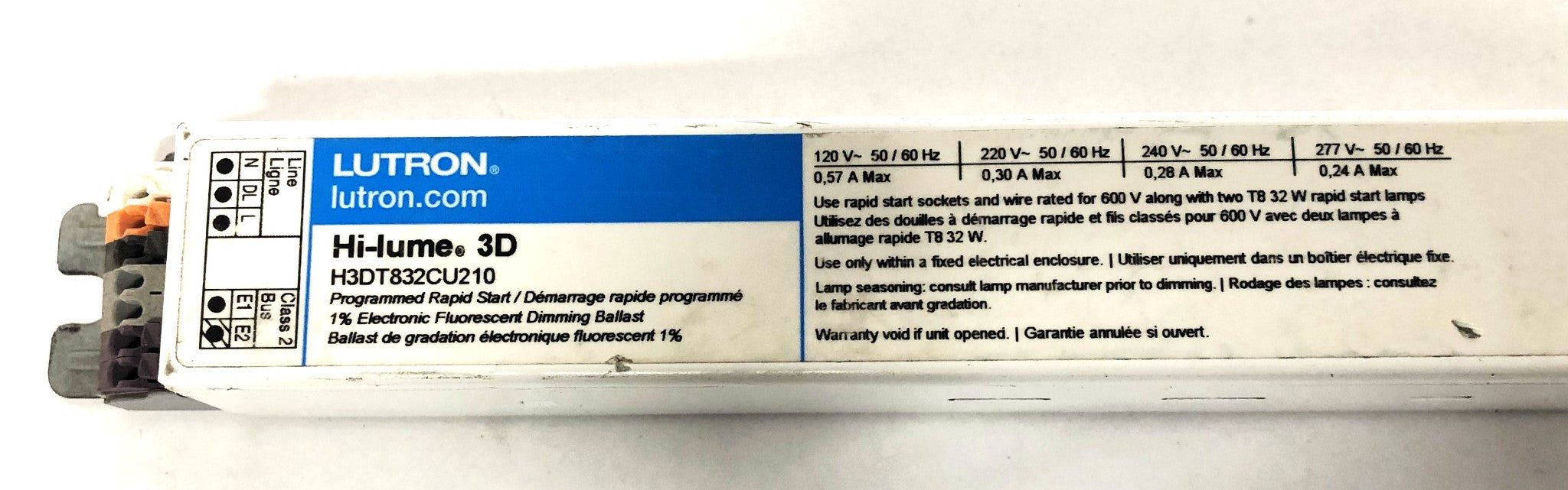 Lutron Hi-Lume 3D Programmable Rapid Start Dimming Ballast H3DT832CU210 NOS