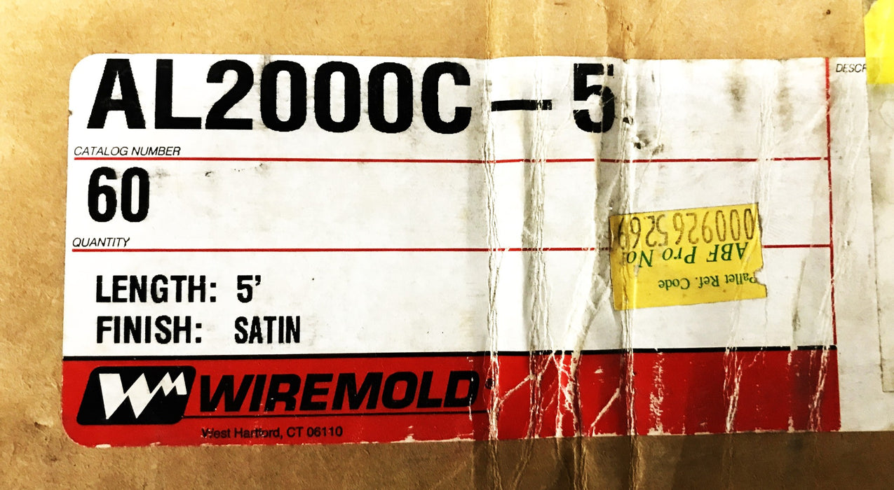 Wiremold Aluminum Raceway Cove AL2000C-5 [Box of 60 feet] NOS