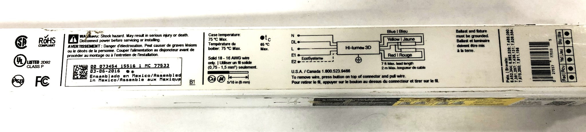 Lutron Hi-Lume 3D Programmable Rapid Start Dimming Ballast H3DT832CU210 NOS