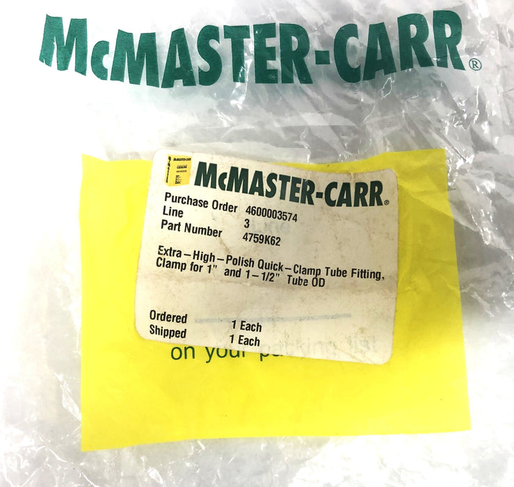 McMaster-Carr Quick-Clamp For 1-1/2 Inch Tube Fitting 4759K63 NOS