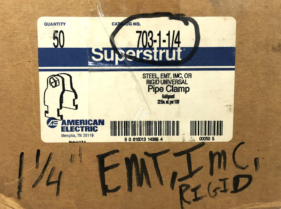 Thomas & Betts Superstrut Rigid Pipe Clamp Assembly 703-1-1/4 [Lot of 32] NOS