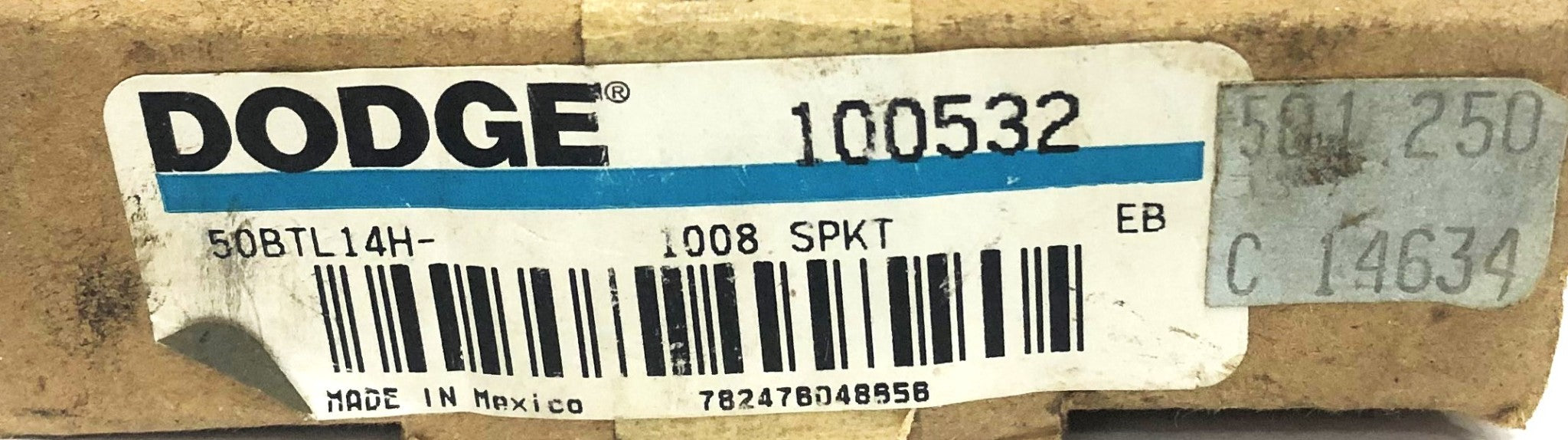 Dodge 1008 Tapered Bushed Bore Roller Chain Sprocket 50BTL14H NOS